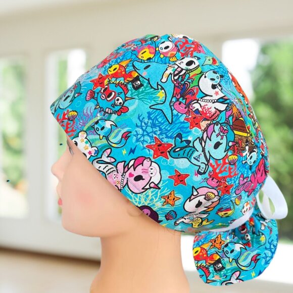 Toki-Doki Unicorn~ Ponytail Scrub Cap, Surgical Hat, OR, RN,CNA, gifts. - Picture 4 of 5